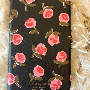 Kate Spade Black and Pink Rose Phone Case